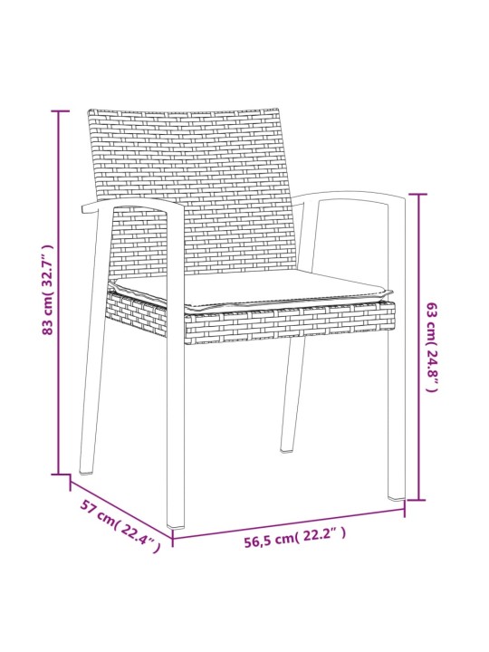 Zahradní židle s poduškami 4 ks černé 56,5x57x83 cm polyratan