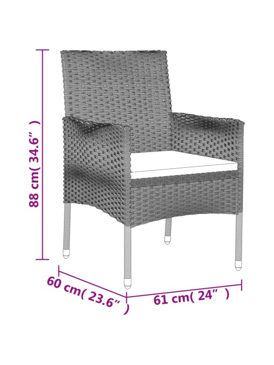 9dílný zahradní jídelní set s poduškami černý polyratan