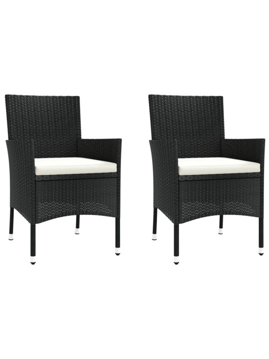 3dílný zahradní bistro set s poduškami černý polyratan