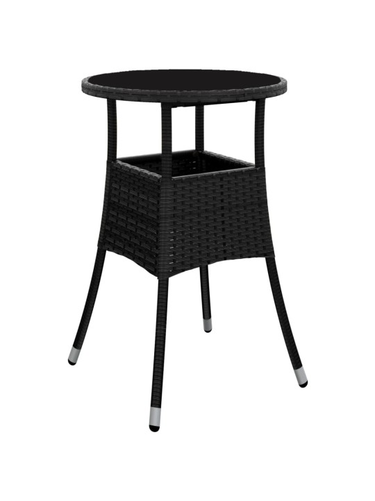 3dílný zahradní bistro set s poduškami černý polyratan