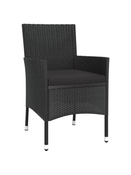 5dílný zahradní bistro set s poduškami černý polyratan