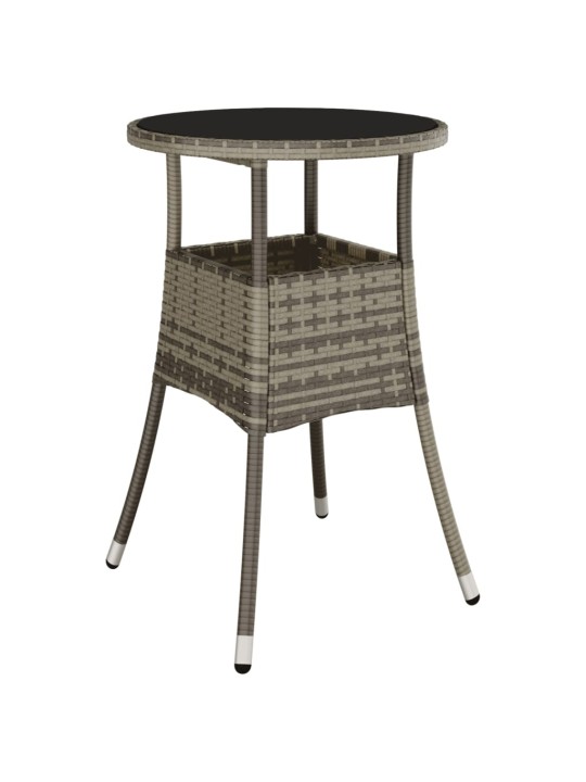 3dílný zahradní bistro set s poduškami šedý polyratan