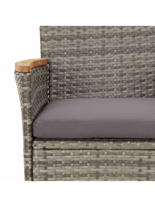 5dílný zahradní bistro set s poduškami šedý polyratan
