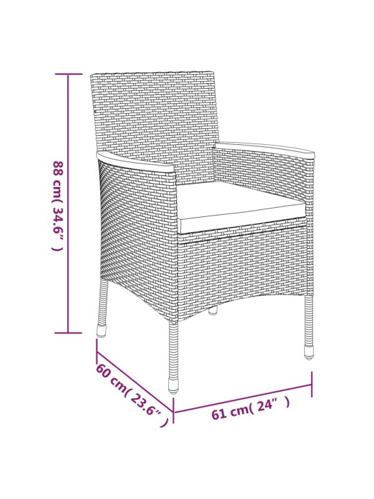 5dílný zahradní bistro set s poduškami šedý polyratan