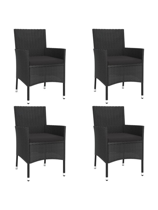 5dílný zahradní bistro set s poduškami černý polyratan