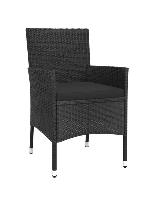 5dílný zahradní bistro set s poduškami černý polyratan