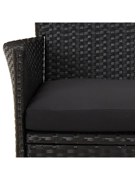 5dílný zahradní bistro set s poduškami černý polyratan