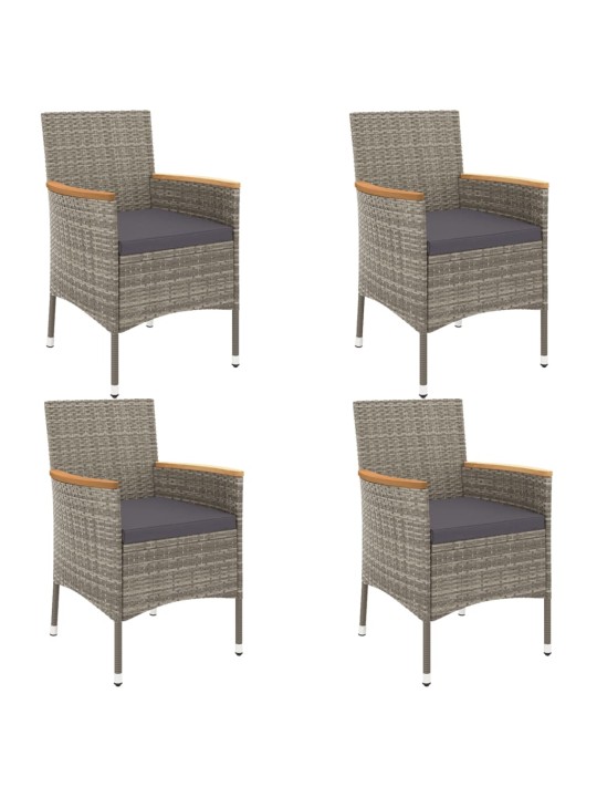 5dílný zahradní bistro set s poduškami šedý polyratan