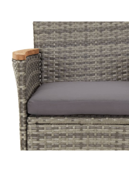 5dílný zahradní bistro set s poduškami šedý polyratan