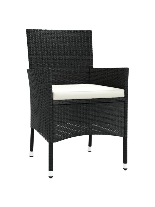 3dílný zahradní bistro set s poduškami černý polyratan