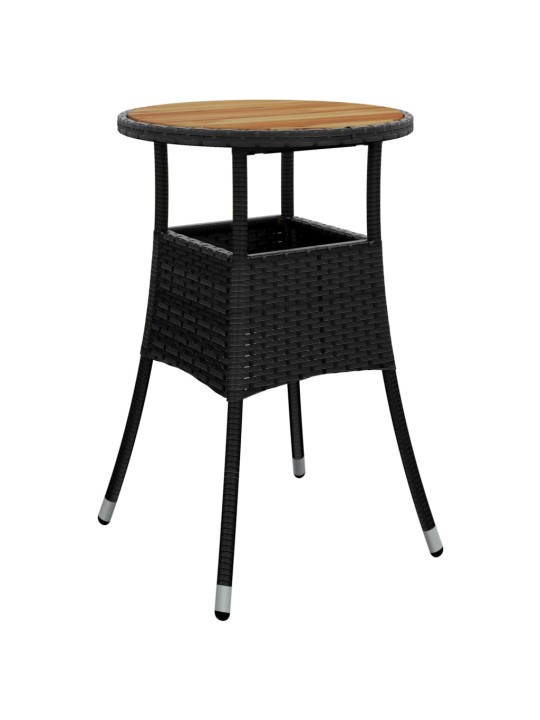 3dílný zahradní bistro set s poduškami černý polyratan