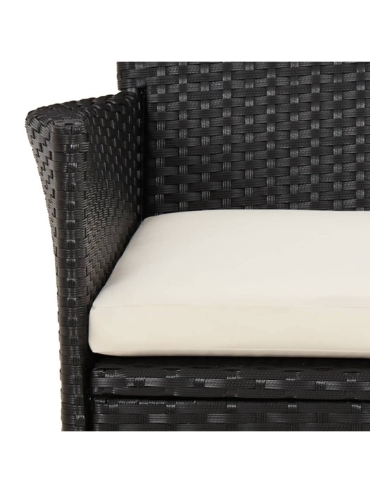 3dílný zahradní bistro set s poduškami černý polyratan