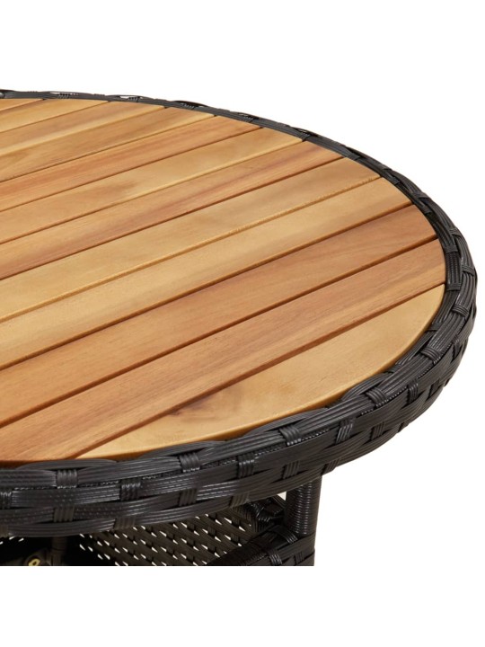 3dílný zahradní bistro set s poduškami černý polyratan