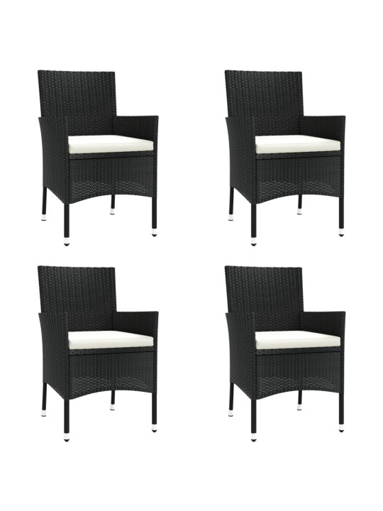 5dílný zahradní bistro set s poduškami černý polyratan