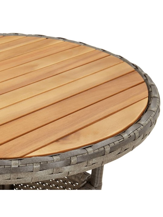 3dílný zahradní bistro set s poduškami šedý polyratan