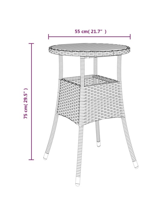 3dílný zahradní bistro set s poduškami šedý polyratan