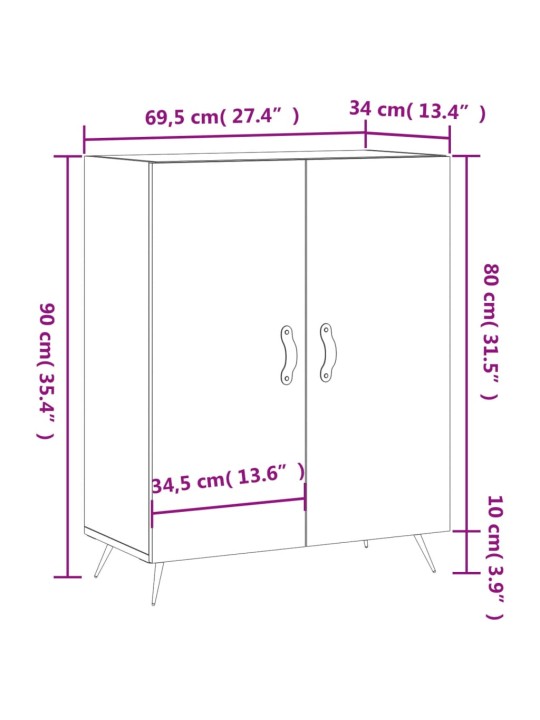 Příborník bílý s vysokým leskem 69,5x34x90 cm kompozitní dřevo