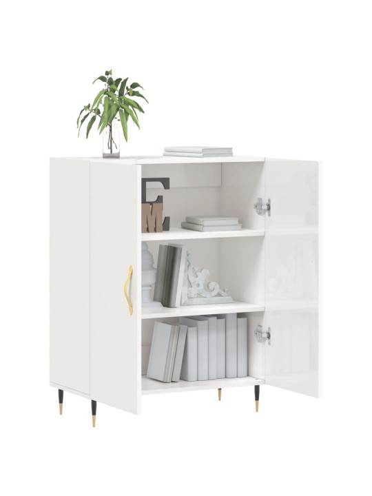 Příborník bílý s vysokým leskem 69,5x34x90 cm kompozitní dřevo