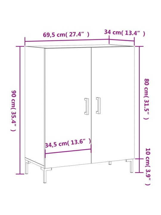 Příborník betonově šedý 69,5 x 34 x 90 cm kompozitní dřevo