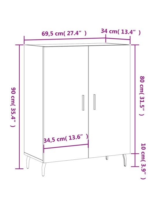 Příborník betonově šedý 69,5 x 34 x 90 cm kompozitní dřevo