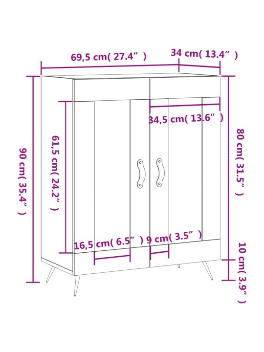Příborník betonově šedý 69,5 x 34 x 90 cm kompozitní dřevo