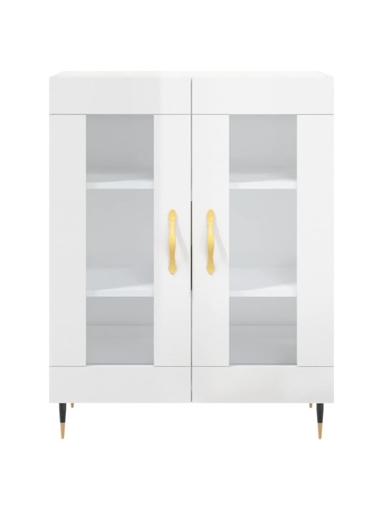 Příborník bílý s vysokým leskem 69,5x34x90 cm kompozitní dřevo