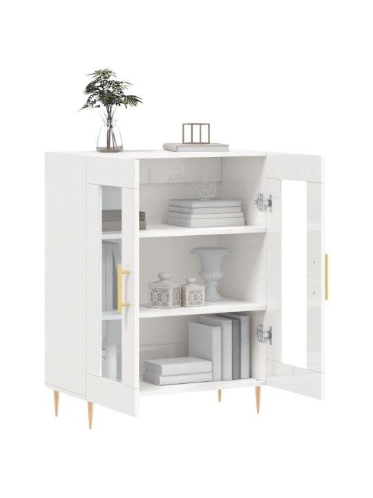 Příborník bílý s vysokým leskem 69,5x34x90 cm kompozitní dřevo