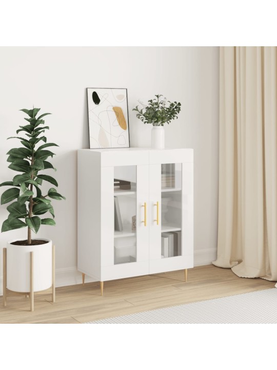 Příborník bílý s vysokým leskem 69,5x34x90 cm kompozitní dřevo