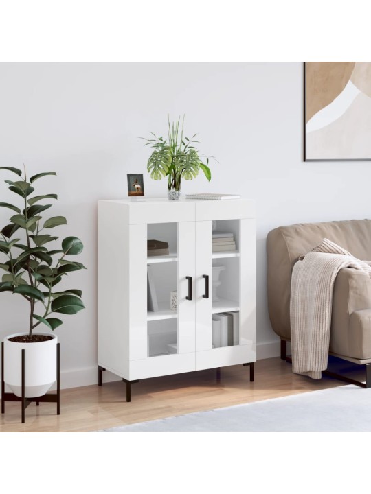 Příborník bílý s vysokým leskem 69,5x34x90 cm kompozitní dřevo