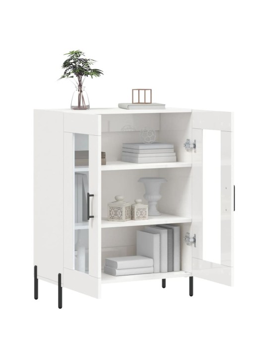 Příborník bílý s vysokým leskem 69,5x34x90 cm kompozitní dřevo