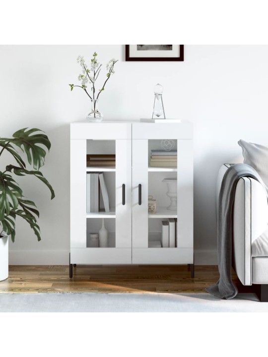 Příborník bílý s vysokým leskem 69,5x34x90 cm kompozitní dřevo