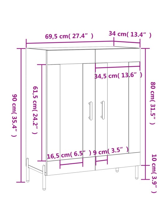Příborník betonově šedý 69,5 x 34 x 90 cm kompozitní dřevo