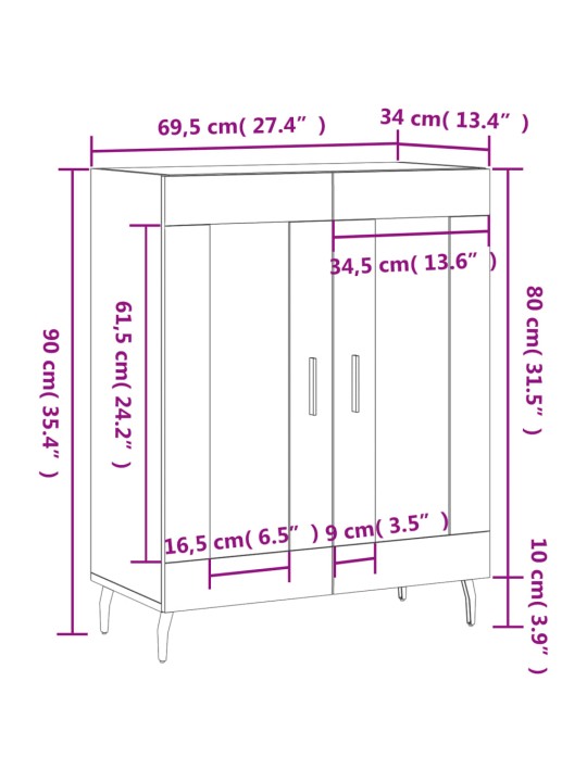 Příborník betonově šedý 69,5 x 34 x 90 cm kompozitní dřevo