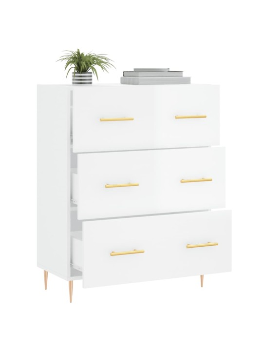 Příborník bílý s vysokým leskem 69,5x34x90 cm kompozitní dřevo
