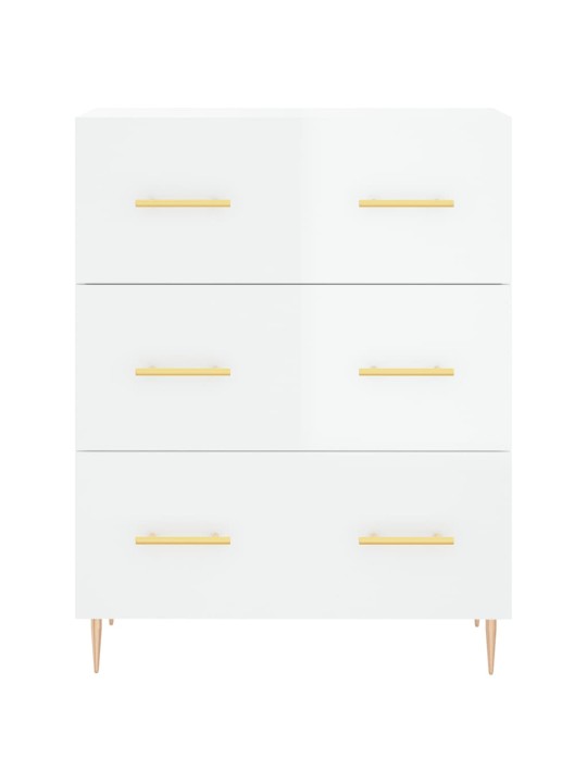 Příborník bílý s vysokým leskem 69,5x34x90 cm kompozitní dřevo