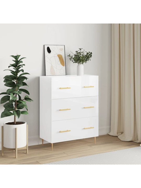 Příborník bílý s vysokým leskem 69,5x34x90 cm kompozitní dřevo
