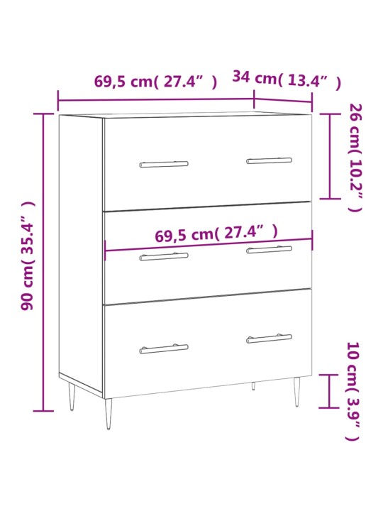 Příborník betonově šedý 69,5 x 34 x 90 cm kompozitní dřevo