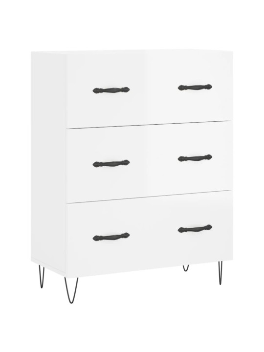 Příborník bílý s vysokým leskem 69,5x34x90 cm kompozitní dřevo
