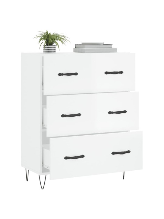 Příborník bílý s vysokým leskem 69,5x34x90 cm kompozitní dřevo