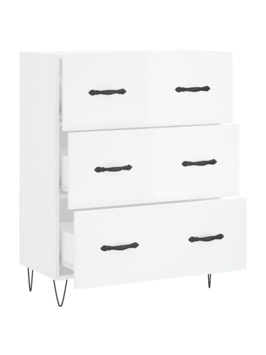 Příborník bílý s vysokým leskem 69,5x34x90 cm kompozitní dřevo