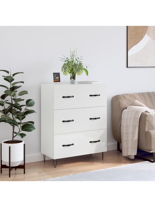 Příborník bílý s vysokým leskem 69,5x34x90 cm kompozitní dřevo