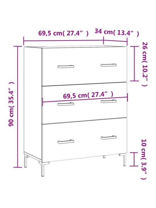 Příborník betonově šedý 69,5 x 34 x 90 cm kompozitní dřevo