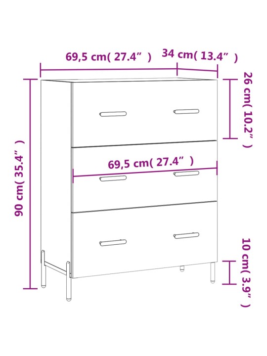 Příborník betonově šedý 69,5 x 34 x 90 cm kompozitní dřevo