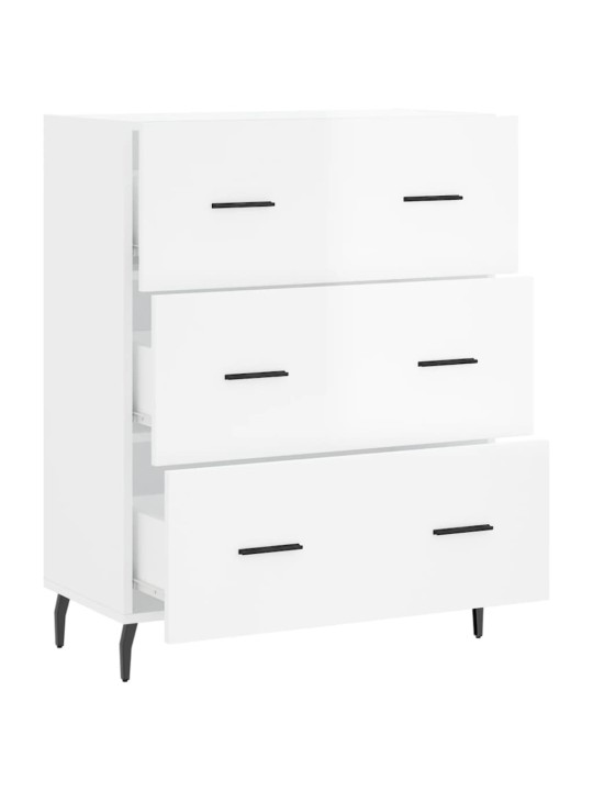 Příborník bílý s vysokým leskem 69,5x34x90 cm kompozitní dřevo