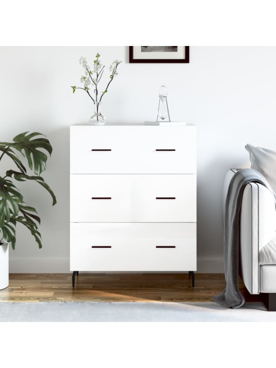 Příborník bílý s vysokým leskem 69,5x34x90 cm kompozitní dřevo