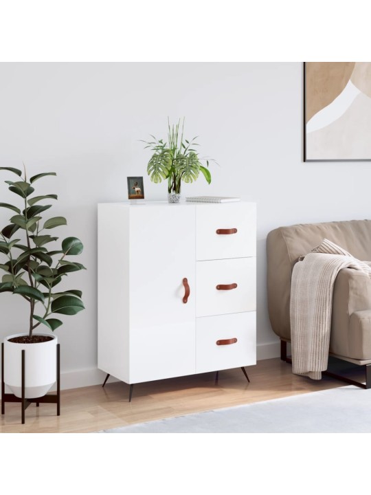 Příborník bílý s vysokým leskem 69,5x34x90 cm kompozitní dřevo