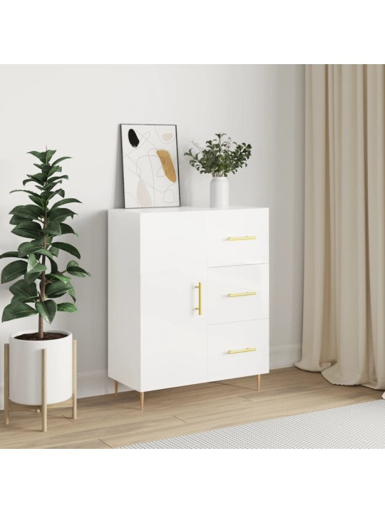 Příborník bílý s vysokým leskem 69,5x34x90 cm kompozitní dřevo