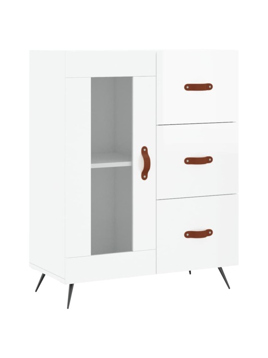 Příborník bílý s vysokým leskem 69,5x34x90 cm kompozitní dřevo