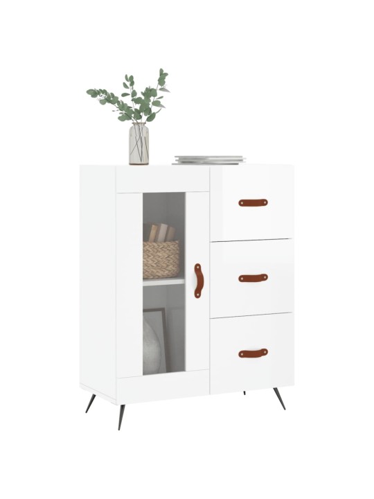 Příborník bílý s vysokým leskem 69,5x34x90 cm kompozitní dřevo
