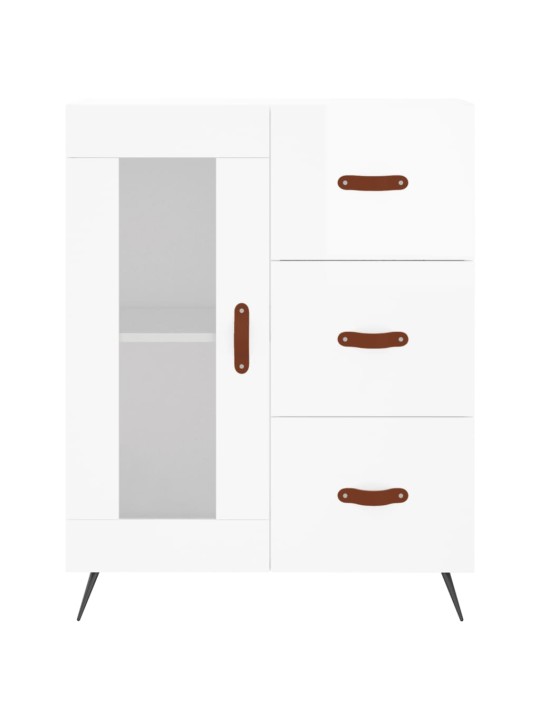 Příborník bílý s vysokým leskem 69,5x34x90 cm kompozitní dřevo